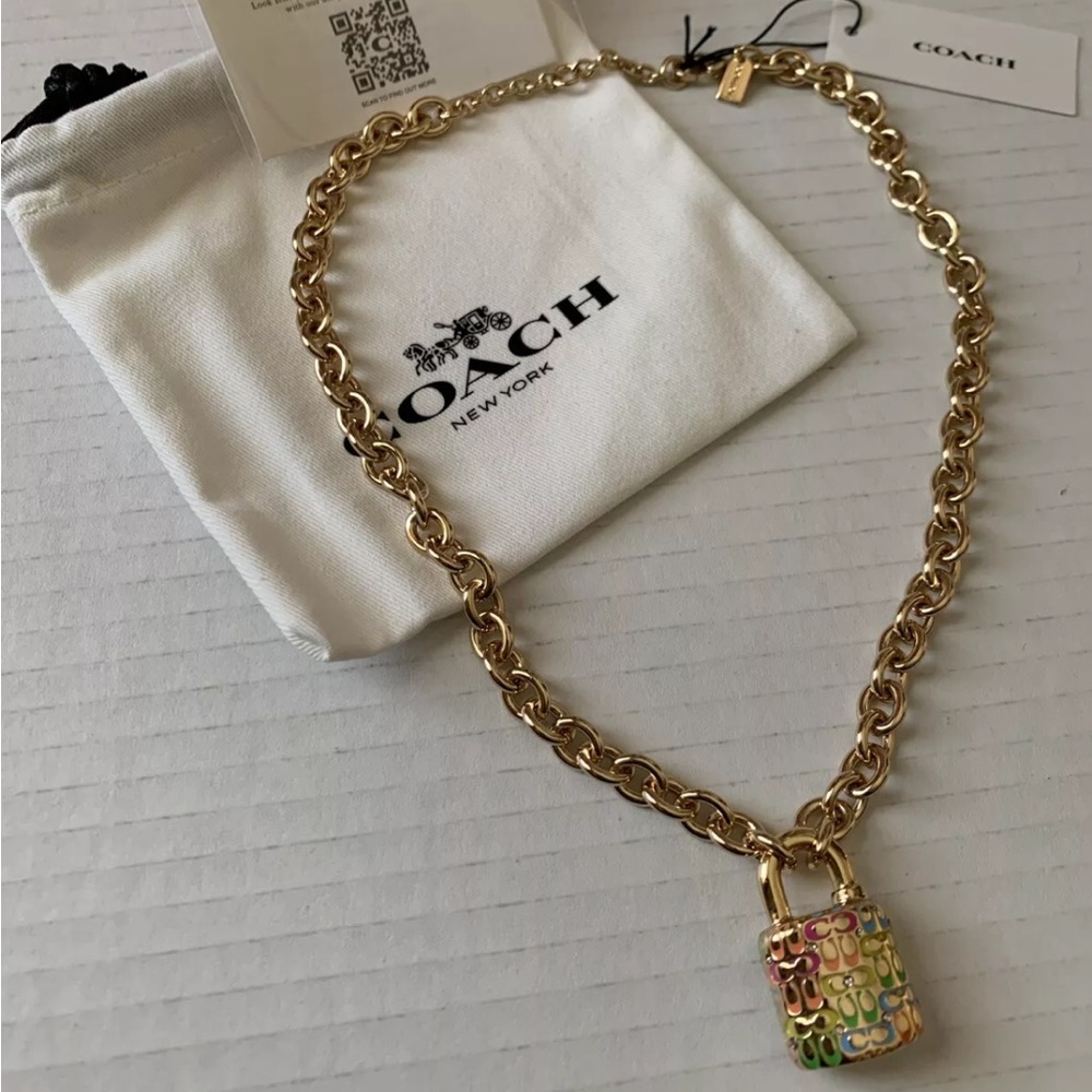Coach Authentic Chunky Padlock Necklace NEW - Picture 4 of 6